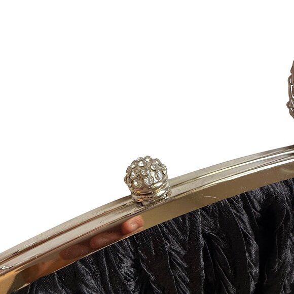 Vintage Neiman Marcus Textured Satin Clutch Evening Bag Womens Cocktail Black - Picture 3 of 16